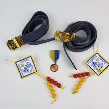 Vintage Cub Scout Lot 2-Belts Rank Badges and Pine Wood Derby Bronze Award - £21.80 GBP
