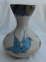 TONALA MEXICO KEN EDWARDS EL PALOMAR BIRD BUTTERFLY FLORAL VASE POTTERY ... - $48.78