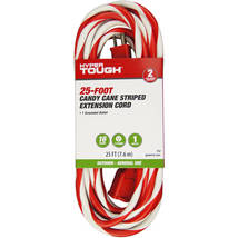 Hyper Tough 25 Foot Candy Cane Stripped Extension Cord - $15.00