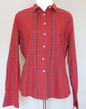 Brooks Brothers 346 Plaid Shirt Girls Size 16 Button Down Pintuck Red Blue  - £13.39 GBP