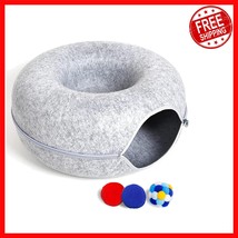 Stylish Scratch Resistant Cat Tunnel Bed with Toys - For Cats Up to 30 lbs - $81.47