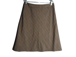 Christopher &amp; Banks Brown Plaid Knee Length Skirt Side Zip Womens Size 1... - £12.39 GBP