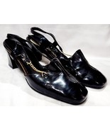 Naturalizer BLACK Patent Leather Slingback Heel 834N44 Pump Gold Chain 7... - $30.00