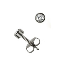 4mm Set of 12 Pairs Surgical Stainless Steel Ear Piercing April Stud Earrings - £10.55 GBP
