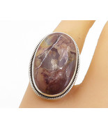 925 Sterling Silver - Brown Jasper Oval Twist Shiny Cocktail Ring Sz 9 -... - £33.28 GBP