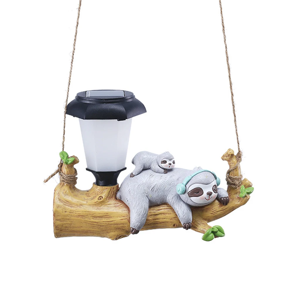 Garden Lights   Statue Squirrel Sloth LED Solar Lamp Hanging Resin Ornament for  - £61.70 GBP