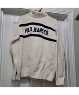 Vintage Polo Jeans Co Ralph Lauren Knit Raised Spell Out Cream Sweater M... - $2,836.90 MXN