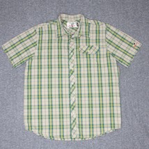 Mossy Oak Men&#39;s Short Sleeve Shirt Plaid Large Brown Green Yellow Farm R... - £8.43 GBP