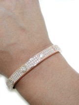 3CT Simulted Diamond Bangle/Cuff Bracelet 14k Rose Gold Plated Silver - £197.83 GBP