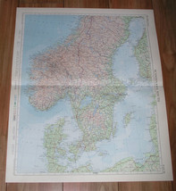 1955 Vintage Map Of Scandinavia Denmark Norway Sweden Baltic / Scale 1:2.500,000 - £23.45 GBP