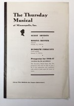 The Thursday Musical Minneapolis Minnesota 1946 - 1947 Bulletin Booklet - £17.17 GBP