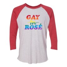 UGP Campus Apparel Gay for Rosé - LGBTQ Wine Pride 3/4-Sleeve Raglan - Small - H - £28.76 GBP