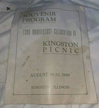 1949 KINGSTON ILLINOIS 73rd Anniversary Kingston Picnic Souvinor Booklet - £17.46 GBP