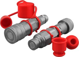 Hydraulic Quick Connect Coupler Adapter Set With Dust Caps, Pioneer Styl... - £64.47 GBP