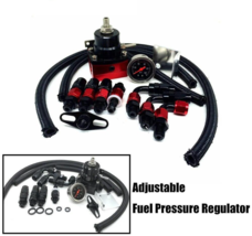 Universal Adjustable Fuel Pressure Regulator with Gauge+an6 Fuel Line Hose+fitti - £55.99 GBP