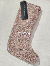 Tahari Christmas Holiday Pink Beaded Pinkmas Stocking 22&quot; NEW - £31.54 GBP