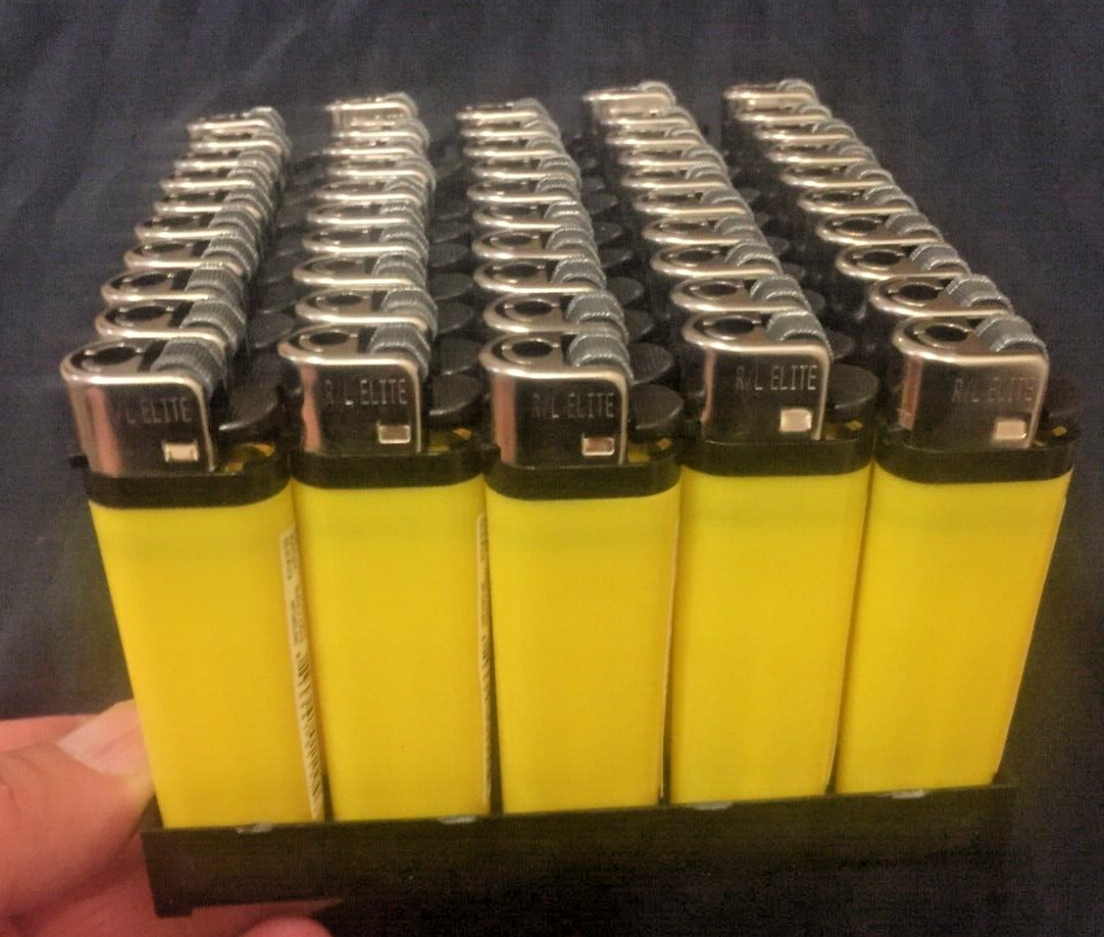 Yellow Wt Silver Cap  Disposable Lighters Adjustable Flame (50) Display - $5.94