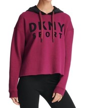 DKNY Womens Activewear Velour Logo Fleece Hoodie Color Sangria Size Medium - £35.71 GBP