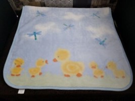 Vintage Carter&#39;s Fleece Mother Duck  Ducklings &amp;  Dragonflies Baby Blanket - £38.93 GBP