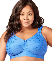 Elila Cobalt Blue 1305 Full Coverage Jacquard Wireless Bra ~ Larger Sizes - $55.00
