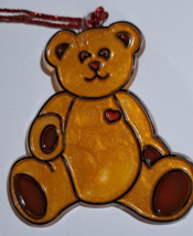 Stained glass looking Teddy Bear ornament window  suncatcher 4 inch acrylic - £5.58 GBP