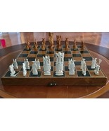 Vintage Hand Carved Asian Chinese Chess Set W/Wooden Folding Chess Board... - $236.88 CAD