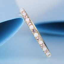 2MM Opal &amp; Morganite Matching Wedding Band, Full Eternity Promise Band For Her - £50.95 GBP