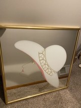 vtg 80’s reliable mfg co lady with hat mirror gold vinyl frame 38x38” - £232.33 GBP