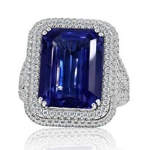 GIA 11.31 KT Blu Violetto Tanzanite Diamante Fidanzamento Anello 14k Oro Bianco - £5,875.33 GBP
