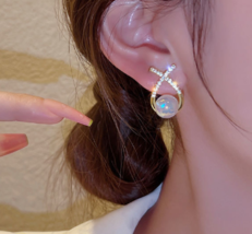 New pearl earrings female light luxury temperament French net red earrin... - $19.80