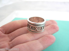 Tiffany &amp; Co Atlas Ring Wide Silver Band Sz 5.5 Statement Love Gift Cool T and C - £198.20 GBP