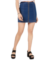 Tinsel Town Juniors Zip Front Denim Mini Skirt Color Dk Wash Size 3 - $22.57