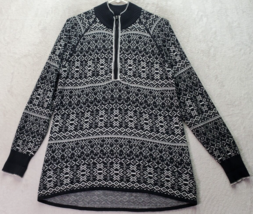 Eddie Bauer Sweater Women Large Black Aztec Print Cotton Long Sleeve Qua... - $27.73