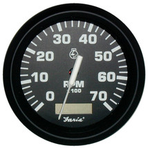 Faria Euro Black 4&quot; Tachometer w/Hourmeter - 7,000 RPM (Gas - Outboard) [32840] - £102.34 GBP