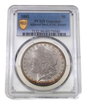 1882 $1 Silver Morgan Dollar Graded by PCGS as Genuine UNC Details - £59.48 GBP