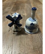 Porcelain Delft Style Windmill &amp; Bell Denmark - $11.30