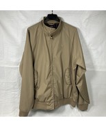 Izod Khaki Tan Full Zip Bomber Jacket Mens XL Plaid Lining Preppy Retro 80s - $21.78