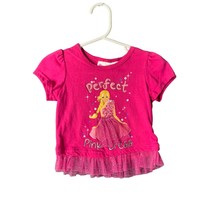Barbie Girls Toddler Size 2T pink Tshirt Short Sleeve tee Top Tulle Trim - $7.69