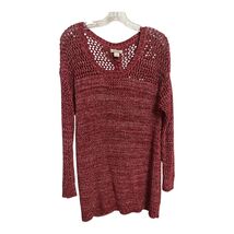 Lucky Brand Open Knit Crochet Sweater Burgundy Red Size L - $22.50
