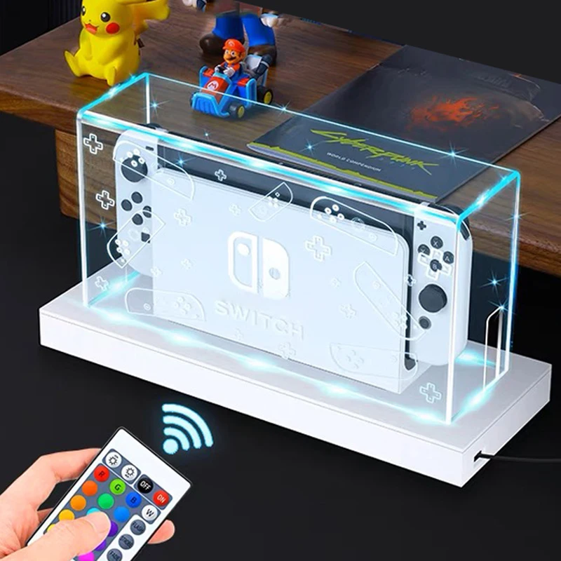 Clear Dust Cover For Nintendo Switch Acrylic Display Box RGB Light Luminous Base - £18.23 GBP+