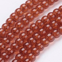 Bead Lot 10 strand 4mm round crackle glass Dark Orange 31&quot; CCG83 - £6.82 GBP