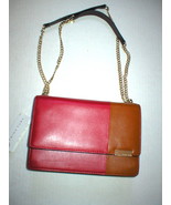 New NWT Trina Turk Designer Handbag Red Purple Tan Leather Flap Silver W... - £259.56 GBP