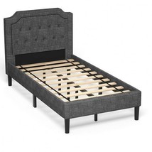 Linen Twin Upholstered Platform Bed with Frame Headboard Mattress Founda... - £248.02 GBP