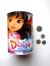 Nick Jr Dora &amp; Friends Glossy Can Metal Colorful Bank 4 1/2  x 3  Age 3+ New! - $9.90