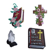 4 Pieces Magic Flower Jusus Cross Bible Pray Iron On Sew On Patch, Emble... - £14.38 GBP