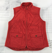 Talbots Vest Womens Medium Petite Red Zip Front Quilted Stretch Sides - £20.15 GBP