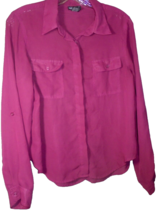 Wet Seal Womens Large Vintage Sheer Flowy Sheer Button Down Blouse Burgundy - £8.41 GBP