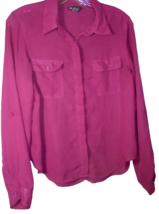 Wet Seal Womens Large Vintage Sheer Flowy Sheer Button Down Blouse Burgundy - £8.61 GBP