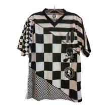 LEROY JENKINS Checkered Soccer Football Jersey M Black White Short Sleev... - £19.17 GBP