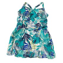 Denim &amp; Co. Beach Sweetheart Twist Front Swim Dress Teal Blue Size 16 - $24.06